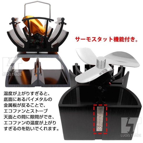 電源不要！ エコ ストーブファン 3ブレード ストーブの上に置いて空気