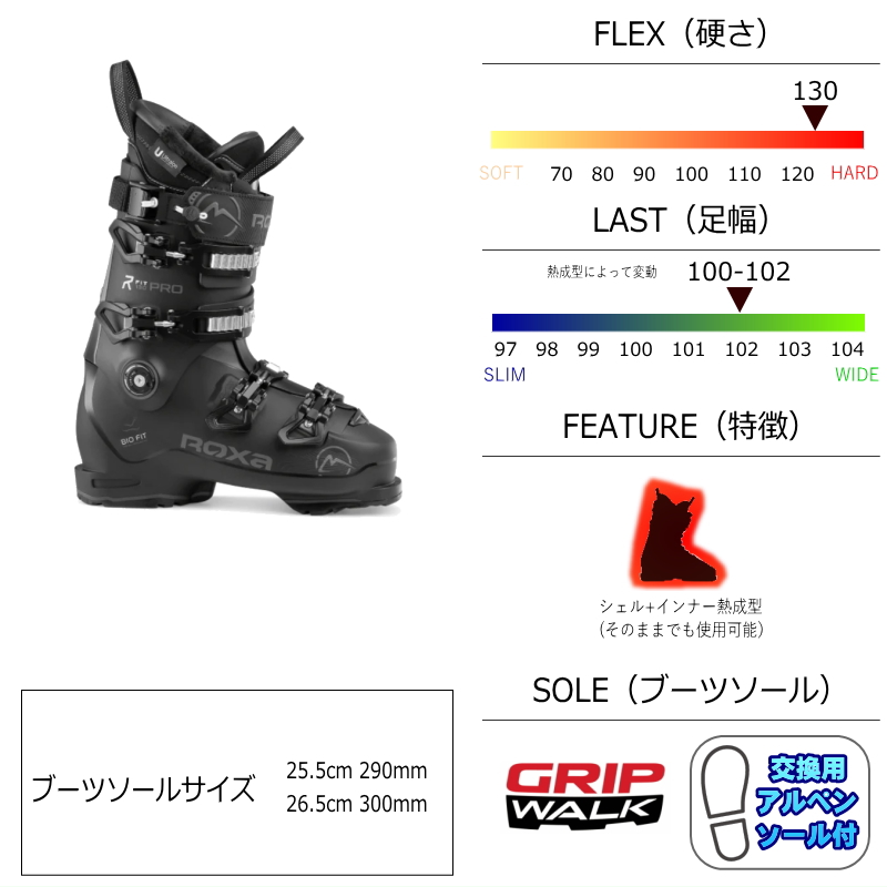 23-24 ROXA R FIT PRO 130 [25.5cm足幅100-102mm幅] ロクサ メンズ