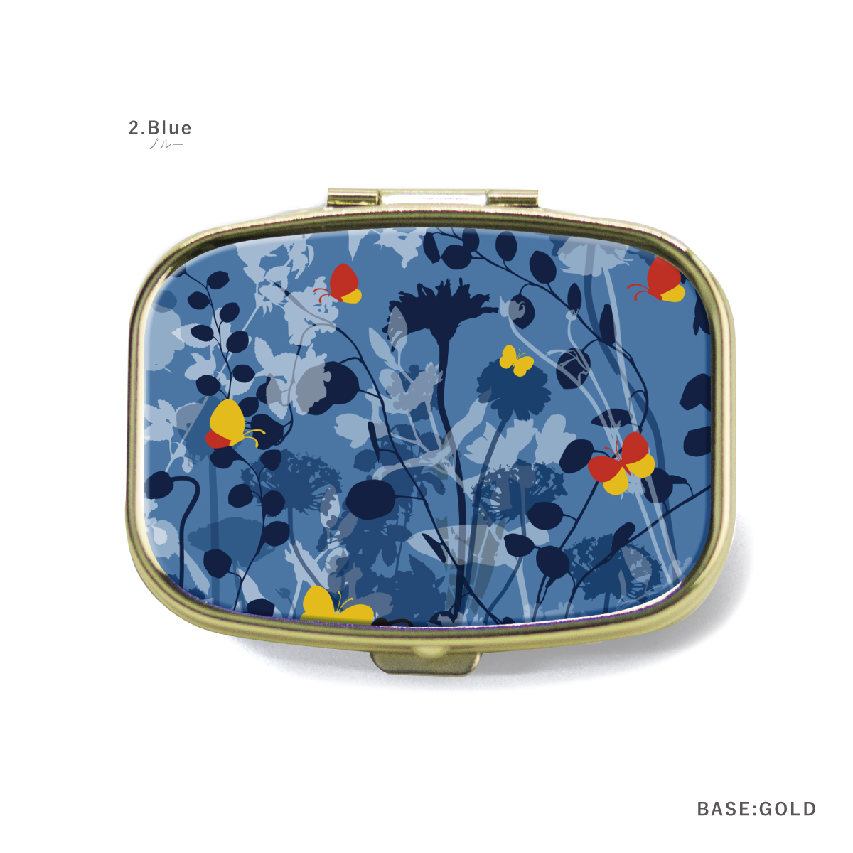 ピルケース アクセサリーケース アイラッシュケース ミラー付き 花柄