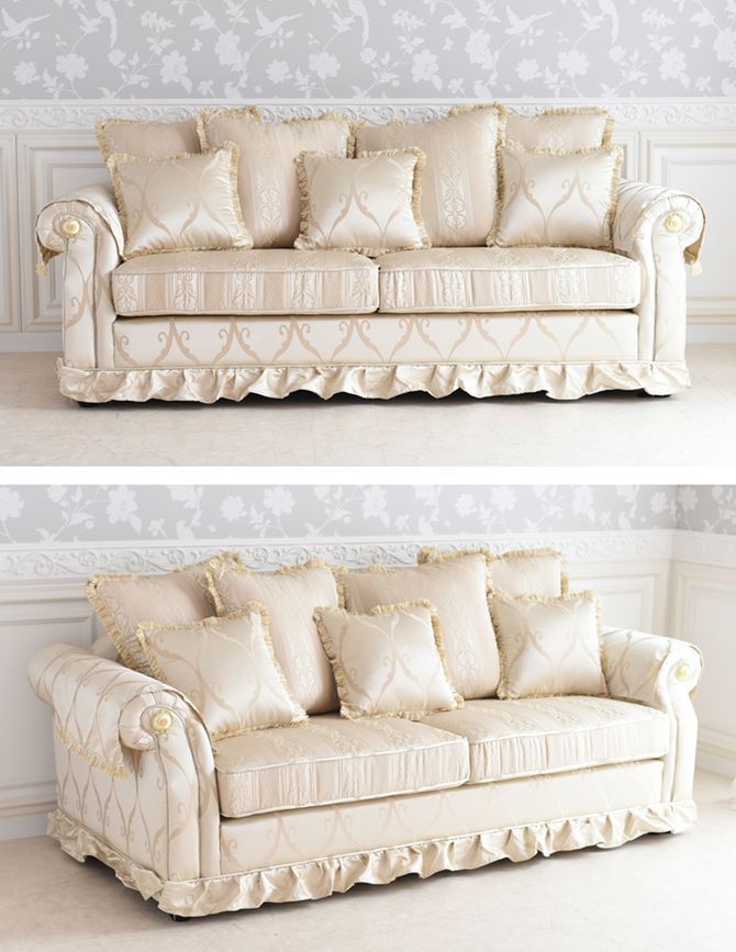 ソファー 3人掛け おしゃれ アイボリー クッション付き 輸入 ソファ