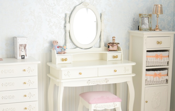ドレッサー デスク 可愛い ドレッサーセット ヨーロピアン 白家具 姫系