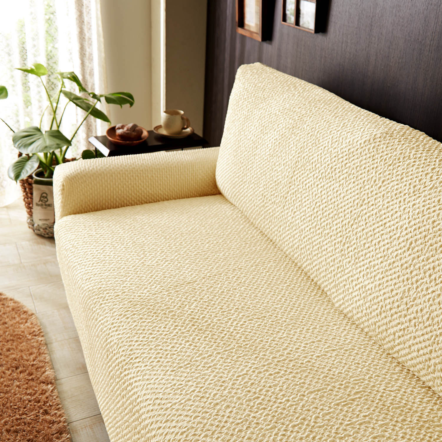 ソファーカバー アイボリー 2人掛け用（肘掛けなし） ソファー ソファ