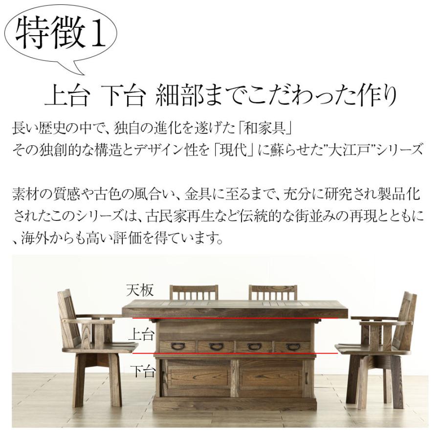 和家具 ダイニングテーブル 木製 4人掛け “ 大江戸 ” 囲炉裏 テーブル