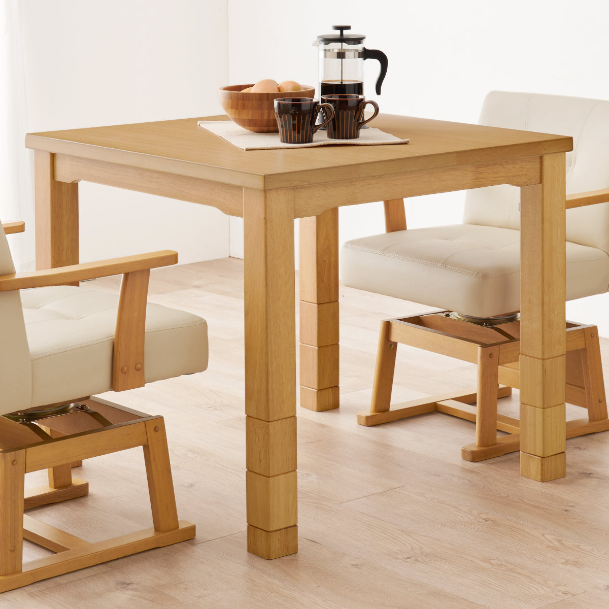 HAGiHARA（萩原） ダイニングこたつ 継脚 幅80cm こたつテーブル