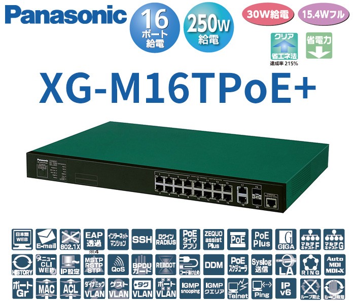 Panasonic（パナソニック） XG-M16TPoE+ PN83169 全ポートギガ・アップ