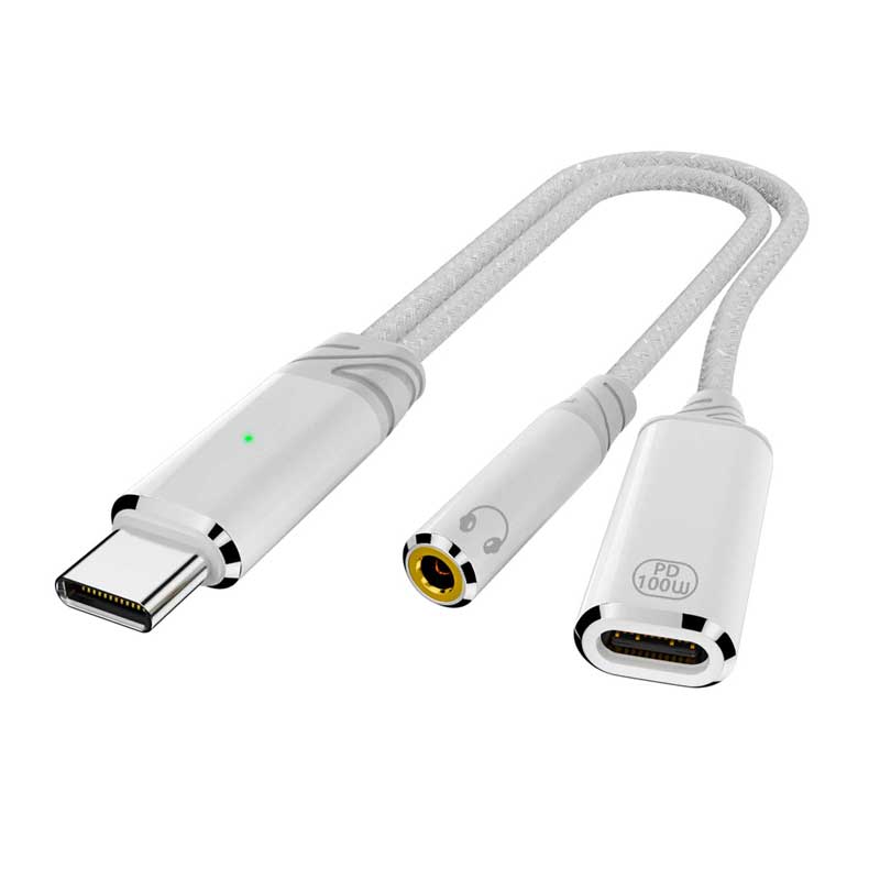 2in1 Type-C to 3.5mm タイプC イヤホン変換ケーブル PD 急速充電