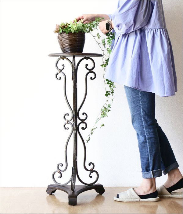 フラワースタンド 木製 花瓶台 アイアン 花台 おしゃれ アンティーク