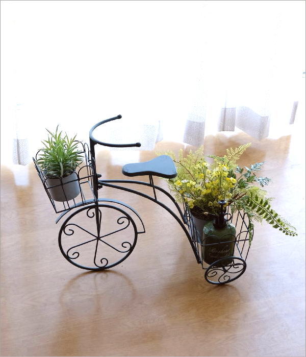 フラワーラック おしゃれ サイクルプランター 三輪車 アイアン