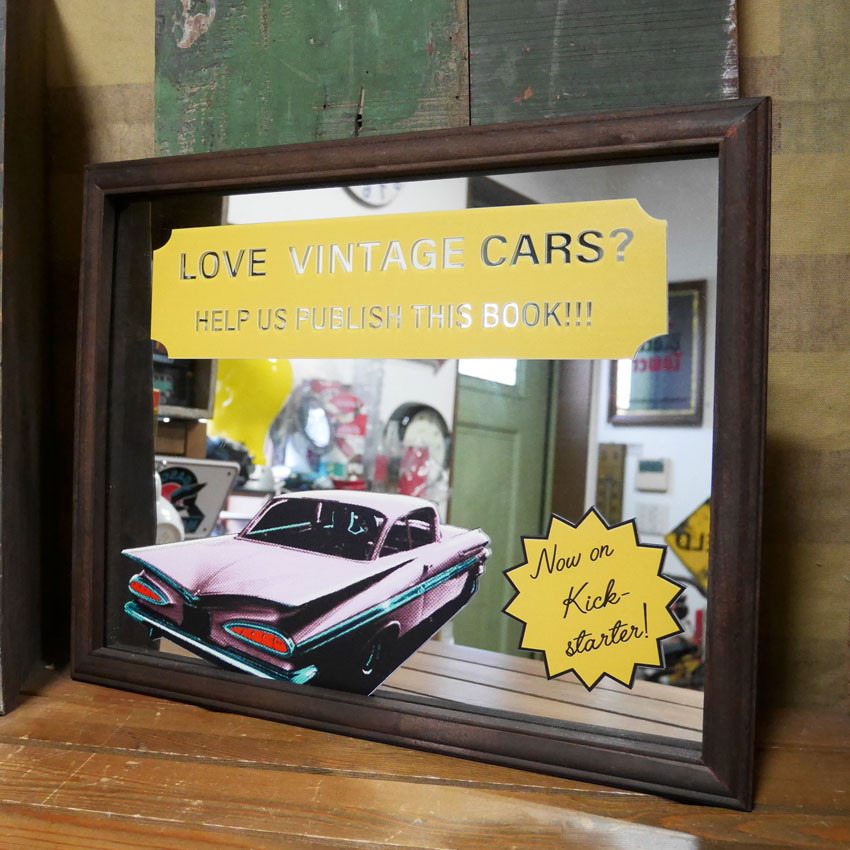 パブミラー LOVE VINTAGE CARS インテリア ウォールミラー 鏡 PUB