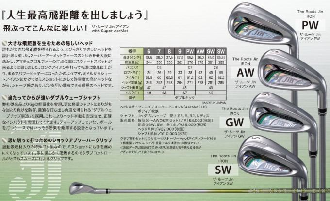 ザ・ルーツ Jin ルーツゴルフ ジン JIN アイアン 8本セット（6〜SW
