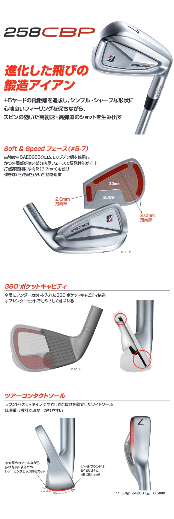 BRIDGESTONE GOLF ブリヂストン 258CBP アイアン 単品（#5,#6,#7,#8,#9