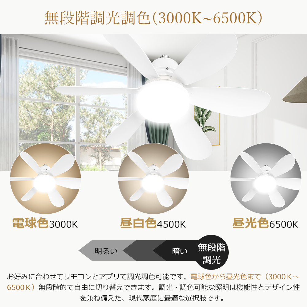 2025新登場！】シーリングファンライト LED 調光調色 扇風機 静音