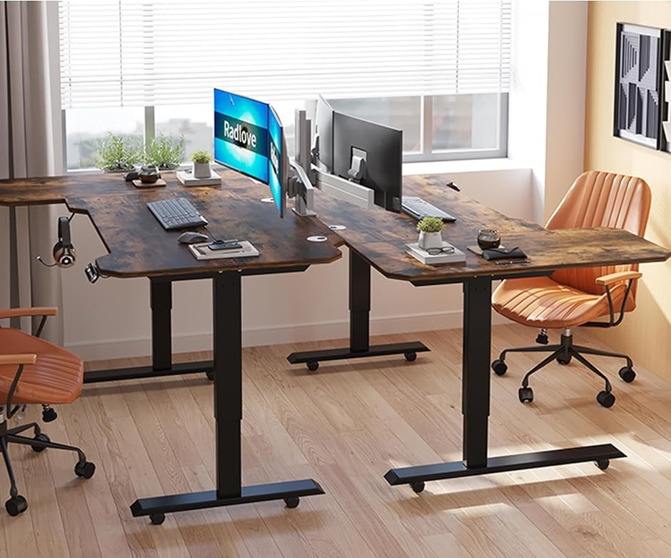 昇降デスク L字パソコンデスク 電動昇降式デスク 天板幅150CMx101CM