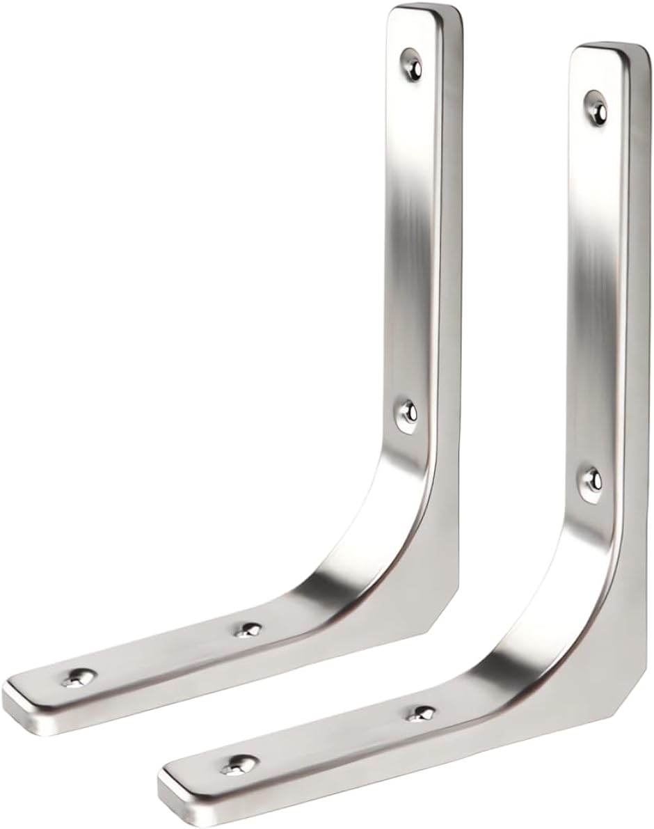 棚受け 金具 L字型 ブラケット ステンレス製 耐荷重25-75KG 2本入 壁