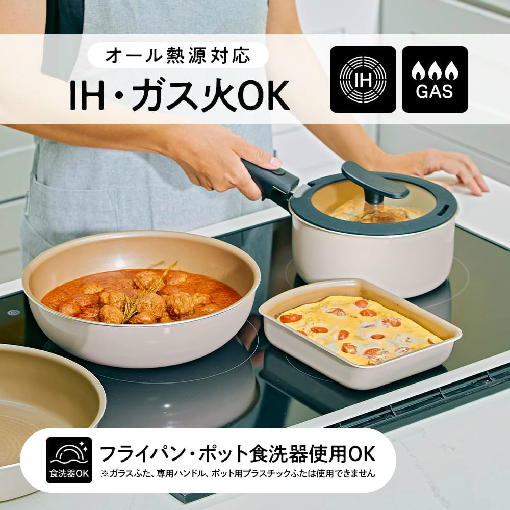 evercook 【500日保証】evercook fit 着脱式フライパン7点セット 26cm