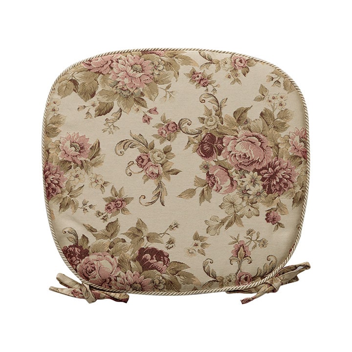 4個セット】 新品 大判 バテイ クッション 赤 紐付き 薔薇 ローズ 馬蹄