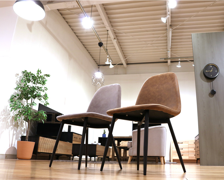 ダイニングチェア 2脚セット アンティーク風 アイアン グレー ブラウン