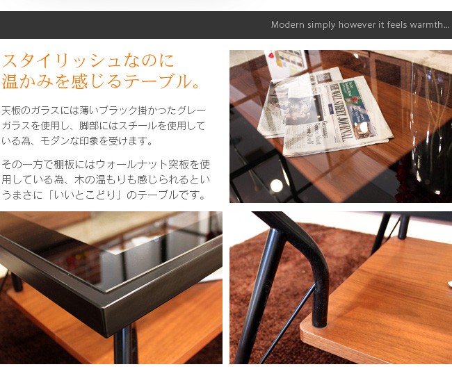 センターテーブル ガラス 棚付き アイアン おしゃれ モダン リビング