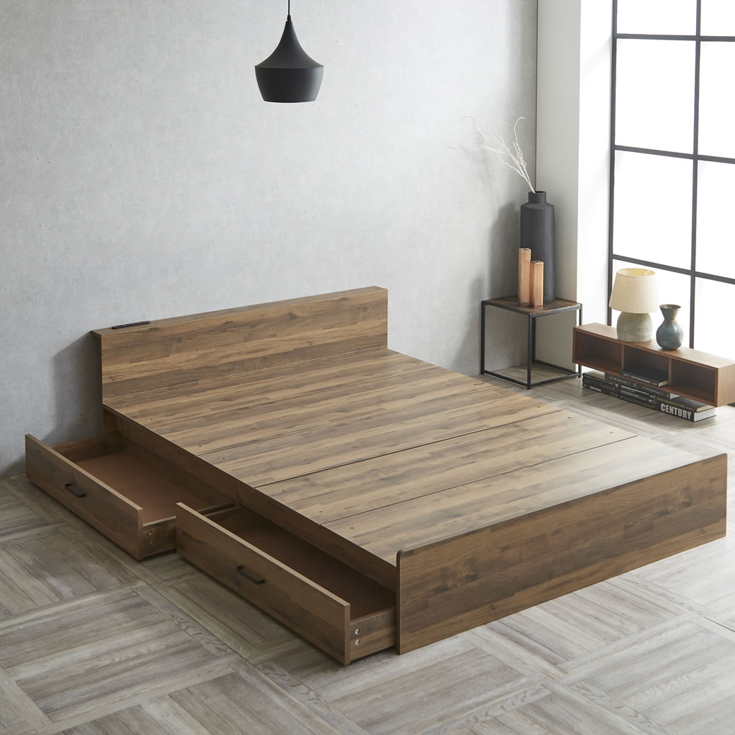 ネルコンシェルジュ 収納付きベッド ステージベッド ダブル 引き出し2