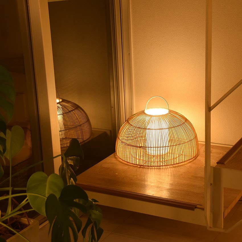 LED電球付 間接照明 おしゃれ スタンド 和モダン 和風 アジアン ラタン