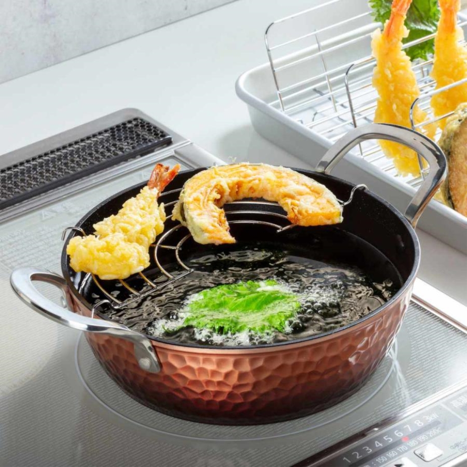 谷口金属工業 谷口金属 IH対応槌目鍛造天ぷら鍋 アミ付 22cm(厚底2.8mm