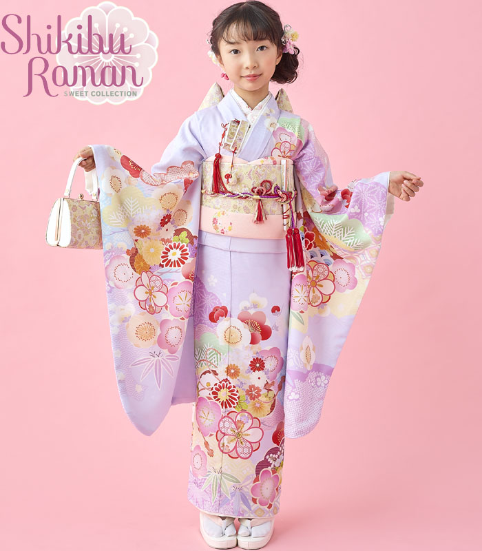 七五三 着物 7歳 女の子 着物フルセット 式部浪漫 ブランド 絵羽柄 梅