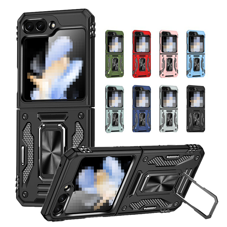 Galaxy Z Flip6 耐衝撃 ケース カバー 折りたたみ型 一体型リング付き