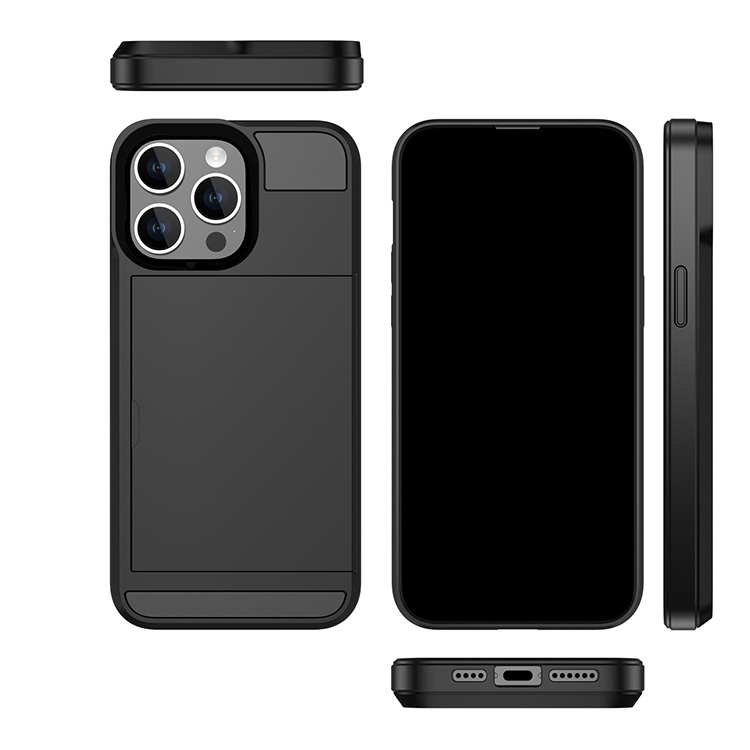 iPhone15 耐衝撃 ケース カバー TPU+プラスチック カード収納付き