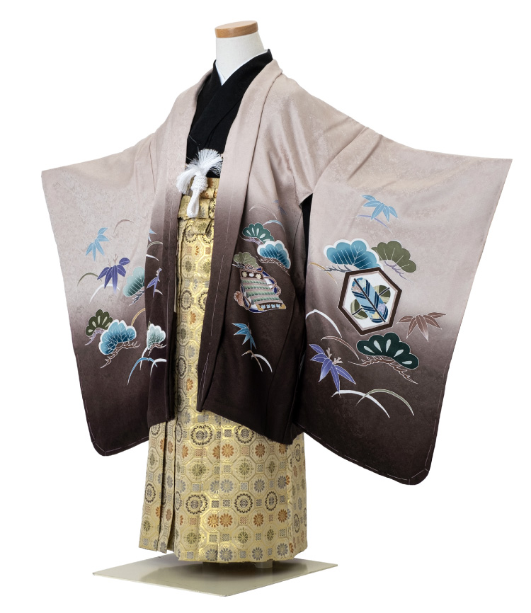 七五三 着物 男の子 五歳 正絹 13点フルセット 羽織袴セット 灰色