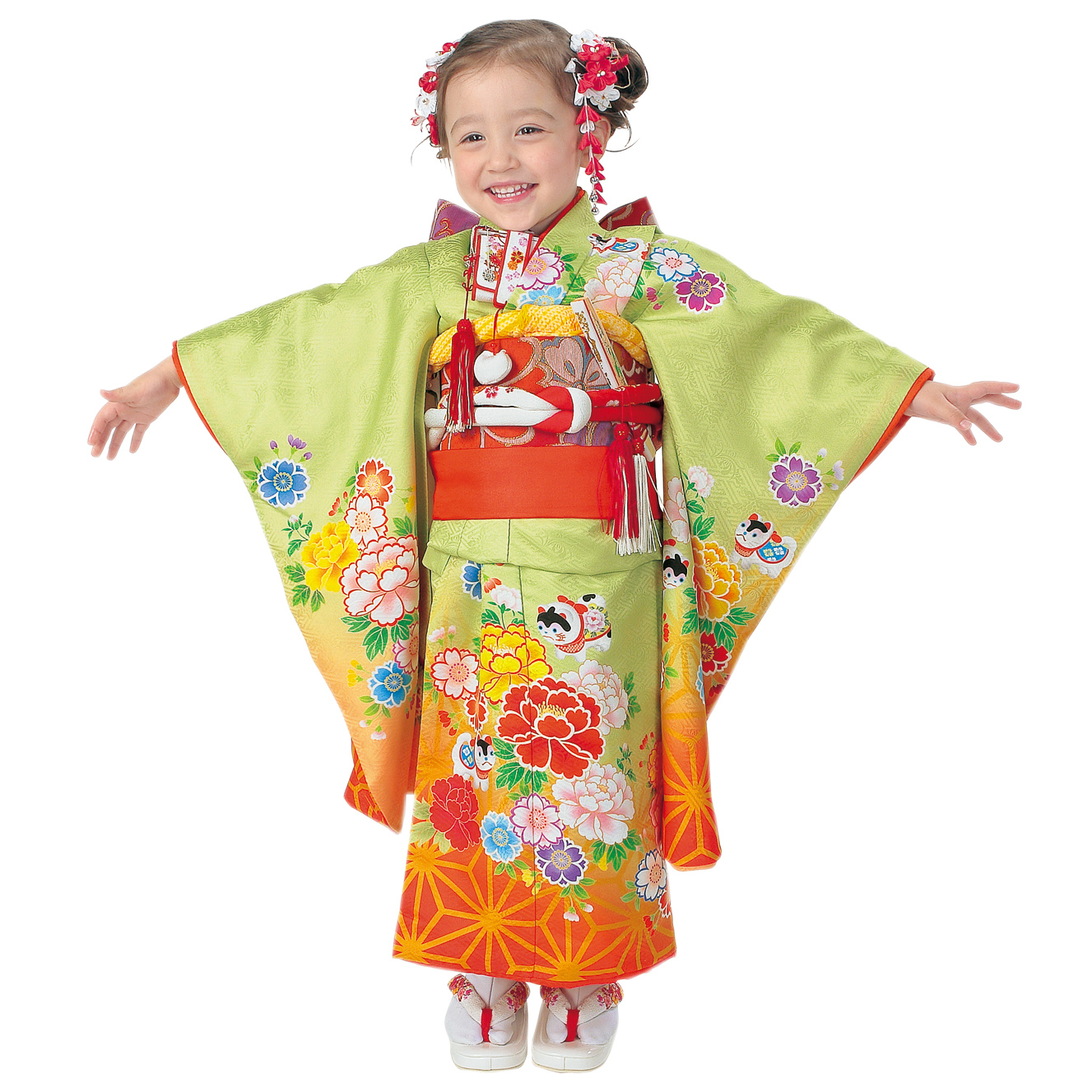 七五三 着物 3歳 13点 セット 作り帯 はこせこセット 帯揚げ しごき