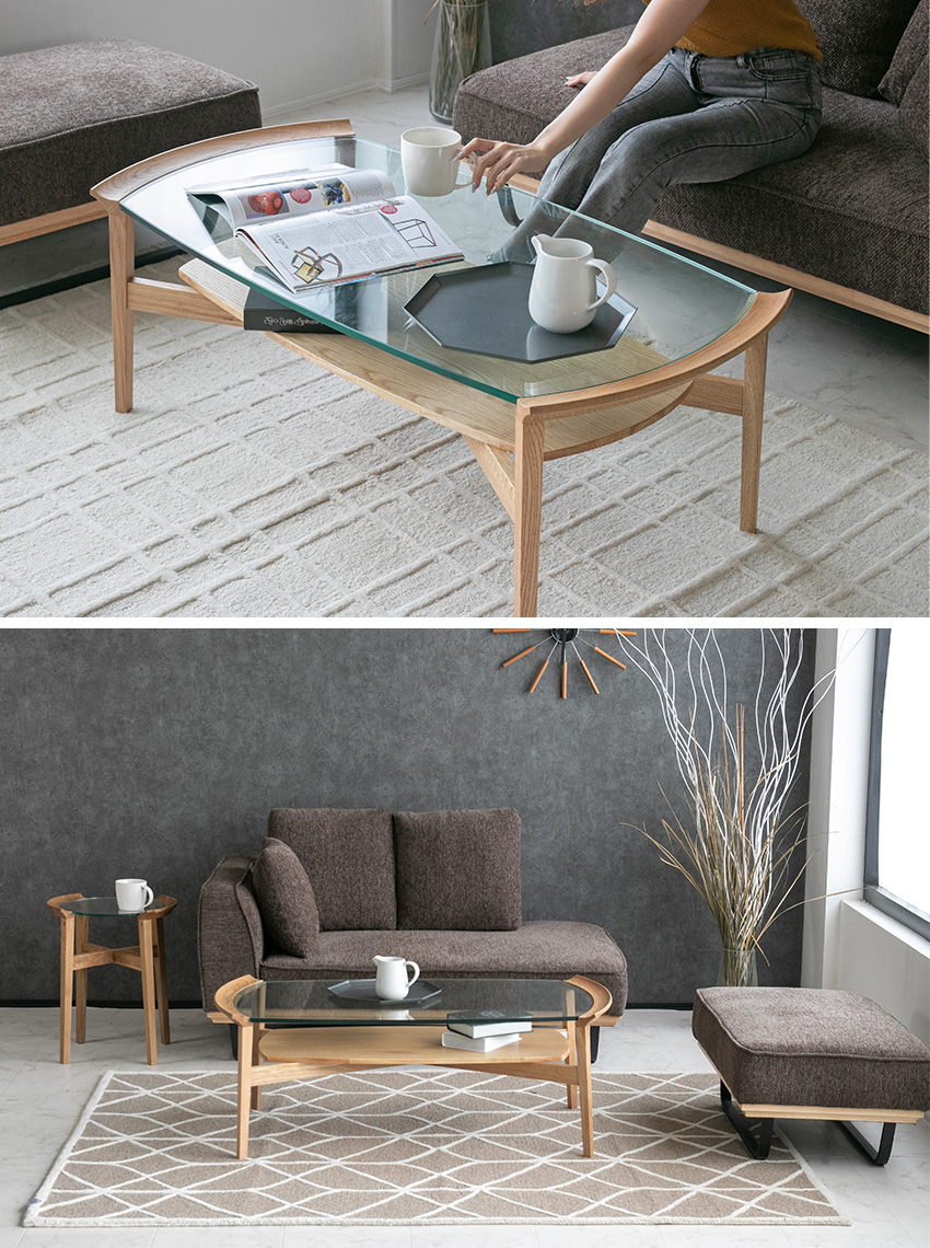 センターテーブル ガラステーブル オーバル 無垢 木製 おしゃれ 高級