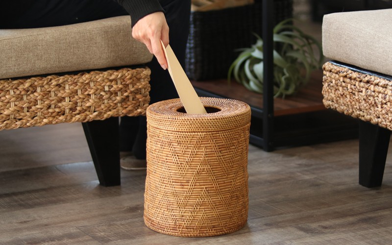 アジアン雑貨 バリ 収納ケース ゴミ箱 バスケット おしゃれ ラウンド