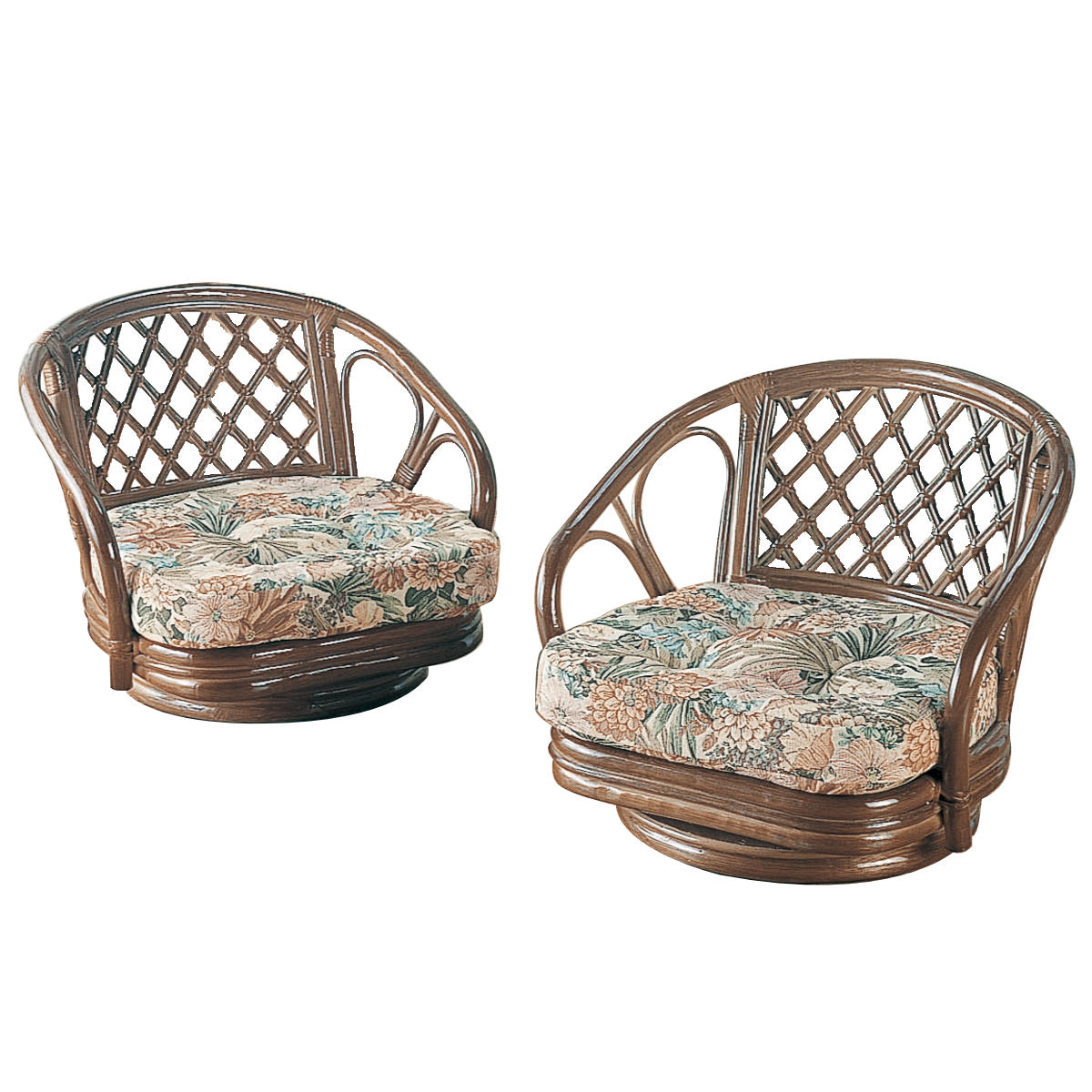 今枝商店 籐 回転座椅子 2脚組 ロータイプ 座面高17cm （ 回転 座椅子