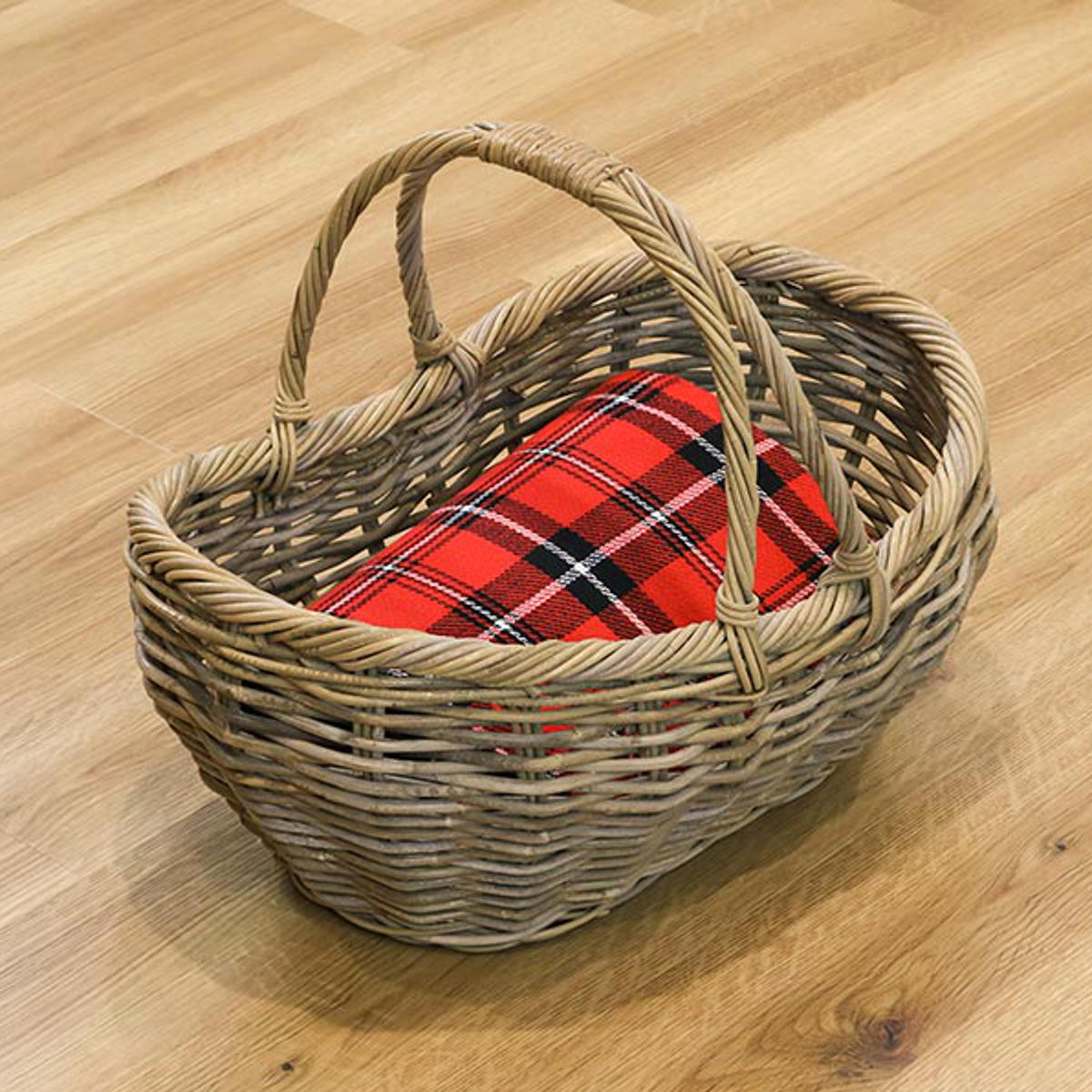 バスケット ラタン 幅61×奥行37×高さ48 持ち手付き かご 大きい