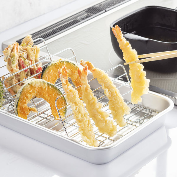 バット 深型 日本製 揚げ物名人 Mサイズ 32×23cm 立てるアミ付き