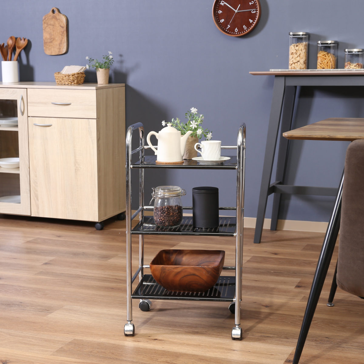 不二貿易（Fuji Boeki） キッチンワゴン 幅40cm 3段 クロム仕上げ