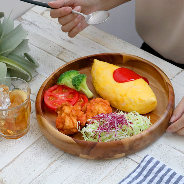 プレート 27cm カフェ ボウルプレート 皿 食器 木製食器 天然木
