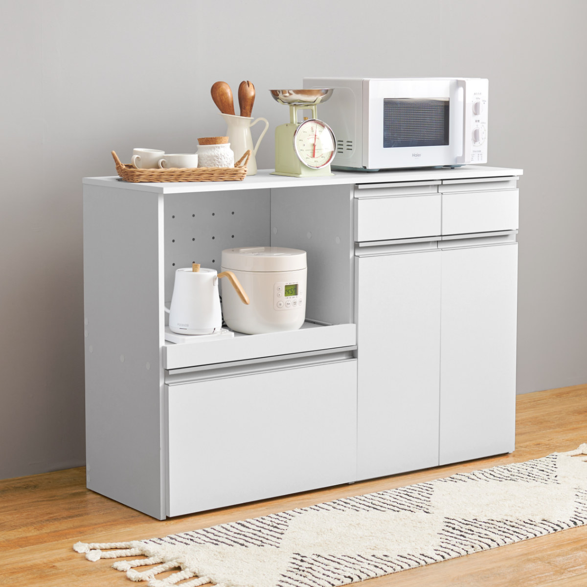 HAGiHARA（萩原） キッチンカウンター 幅118cm 収納庫タイプ