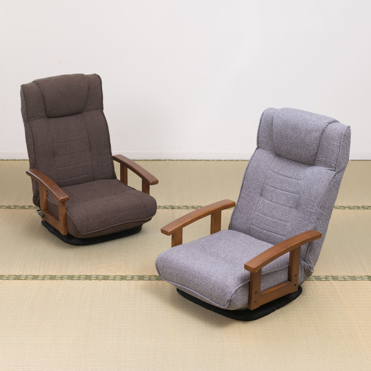 座椅子 回転式 座面高23cm 14段階リクライニング ハイバックタイプ