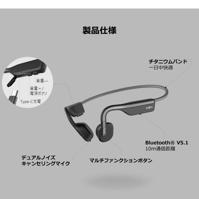 Shokz（ショックス） イヤホン 骨伝導ワイヤレスヘッドホン OpenMove