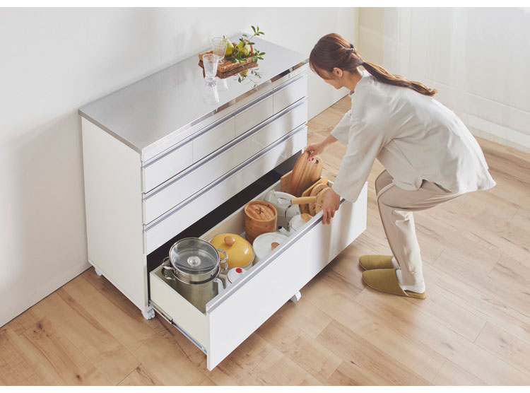 キッチンカウンター 間仕切り ステンレス天板 幅60 完成品 国産 背面