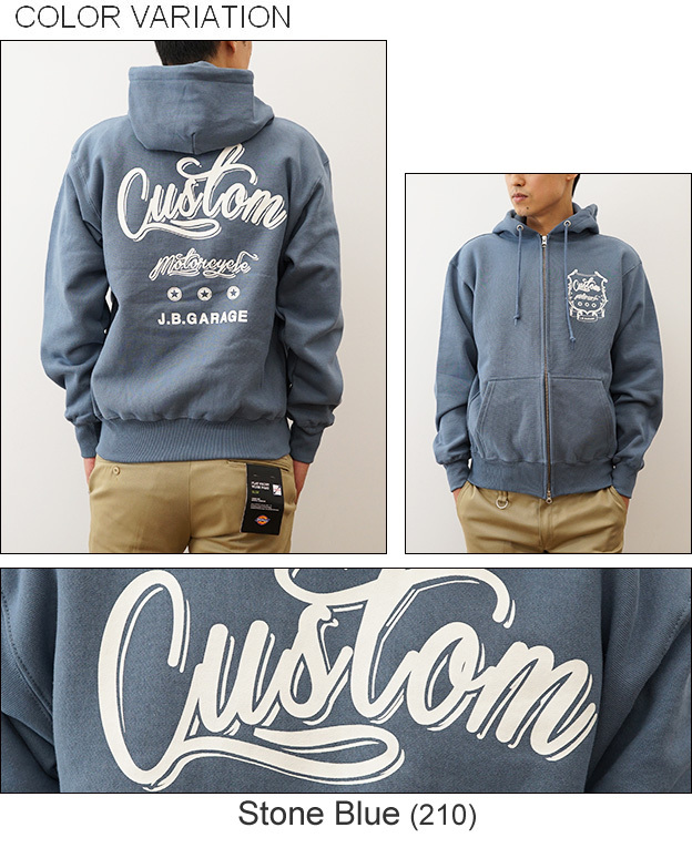ジーンズ 12ozジップパーカ CUSTOM オリジナル バイカー プリント