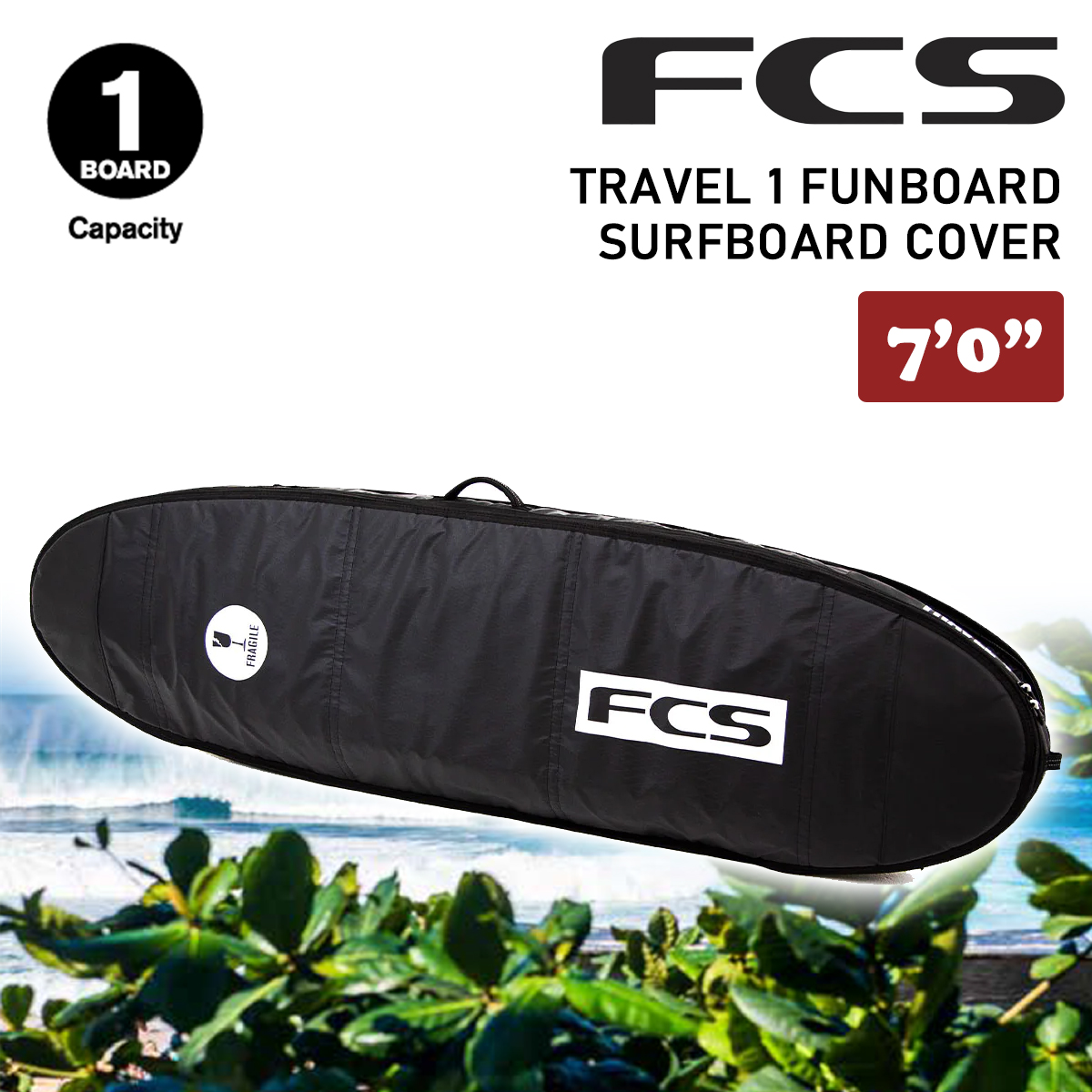FCS 25 FCS ボードケース ハードケース TRAVEL 1 FUNBOARD COVER 7'0