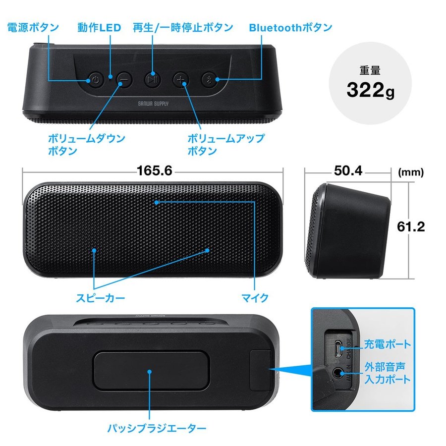 SANWA SUPPLY（サンワサプライ） Bluetoothスピーカー 防水
