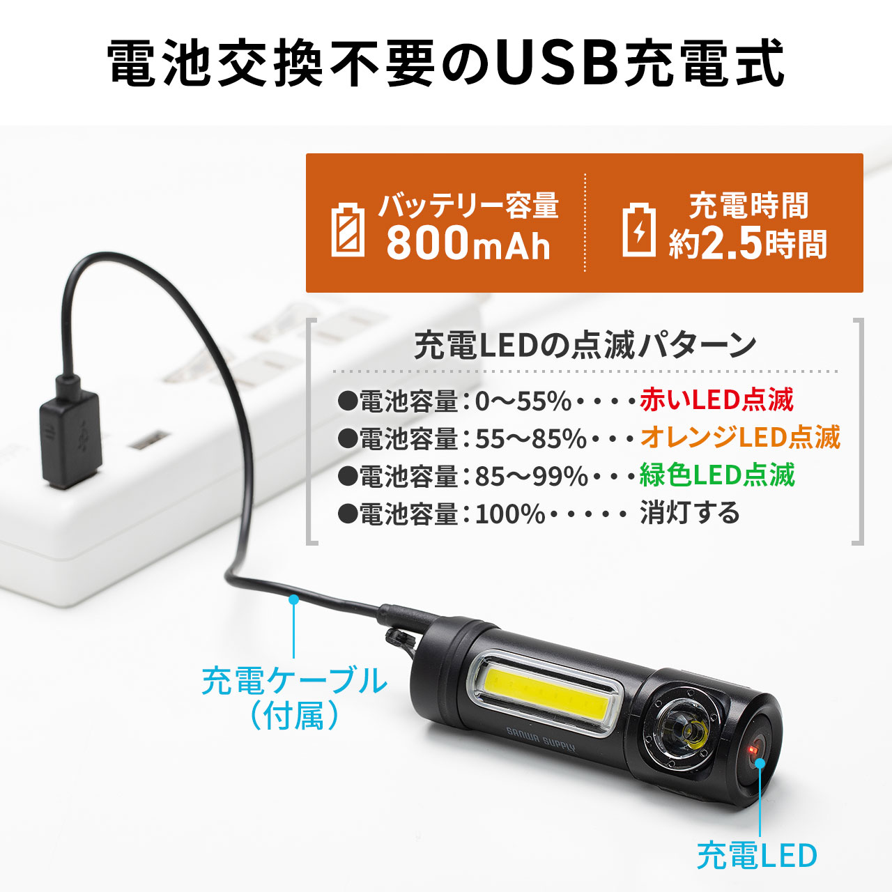 SANWA SUPPLY（サンワサプライ） LEDライト ハンディライト ワーク