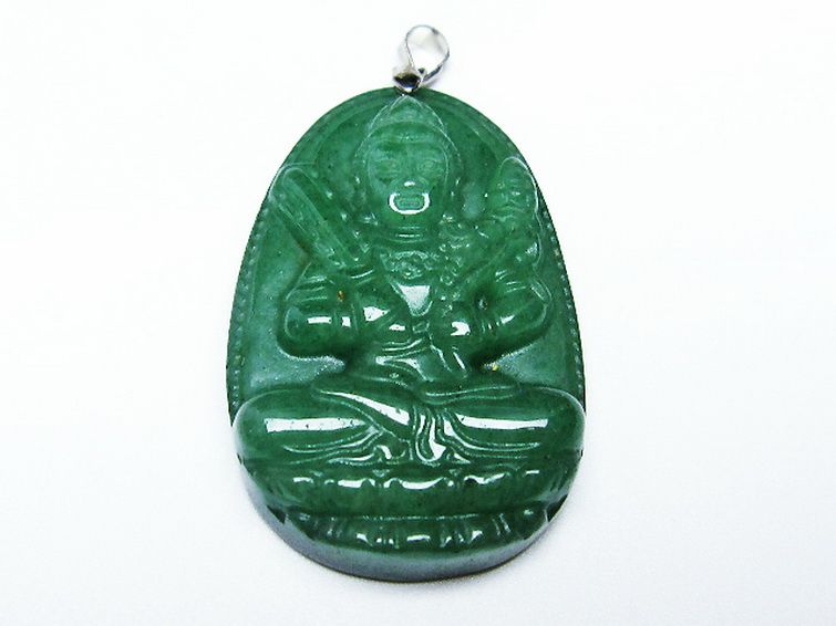 インド翡翠 観音様 ペンダント [t364-996]