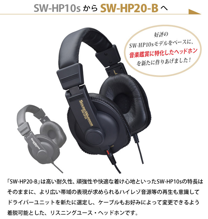 SOUNDWARRIOR SW-HP20-B リスニングユース ヘッドホン サウンド