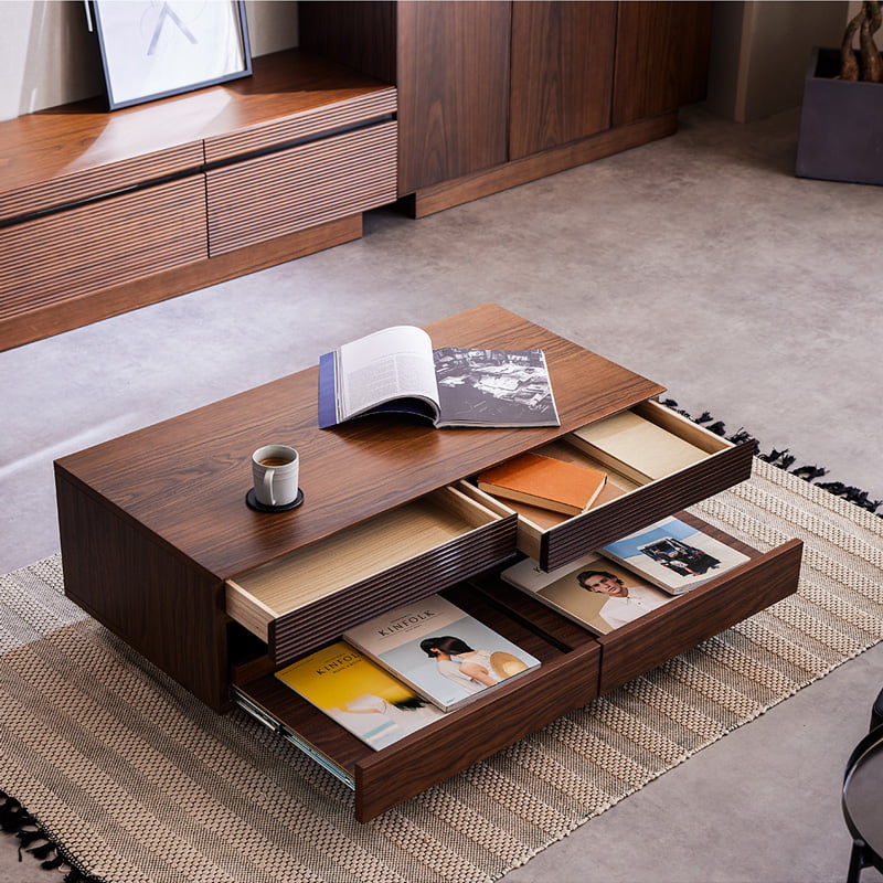 センターテーブル 105cm リビングテーブル ローテーブル 引出付き 収納