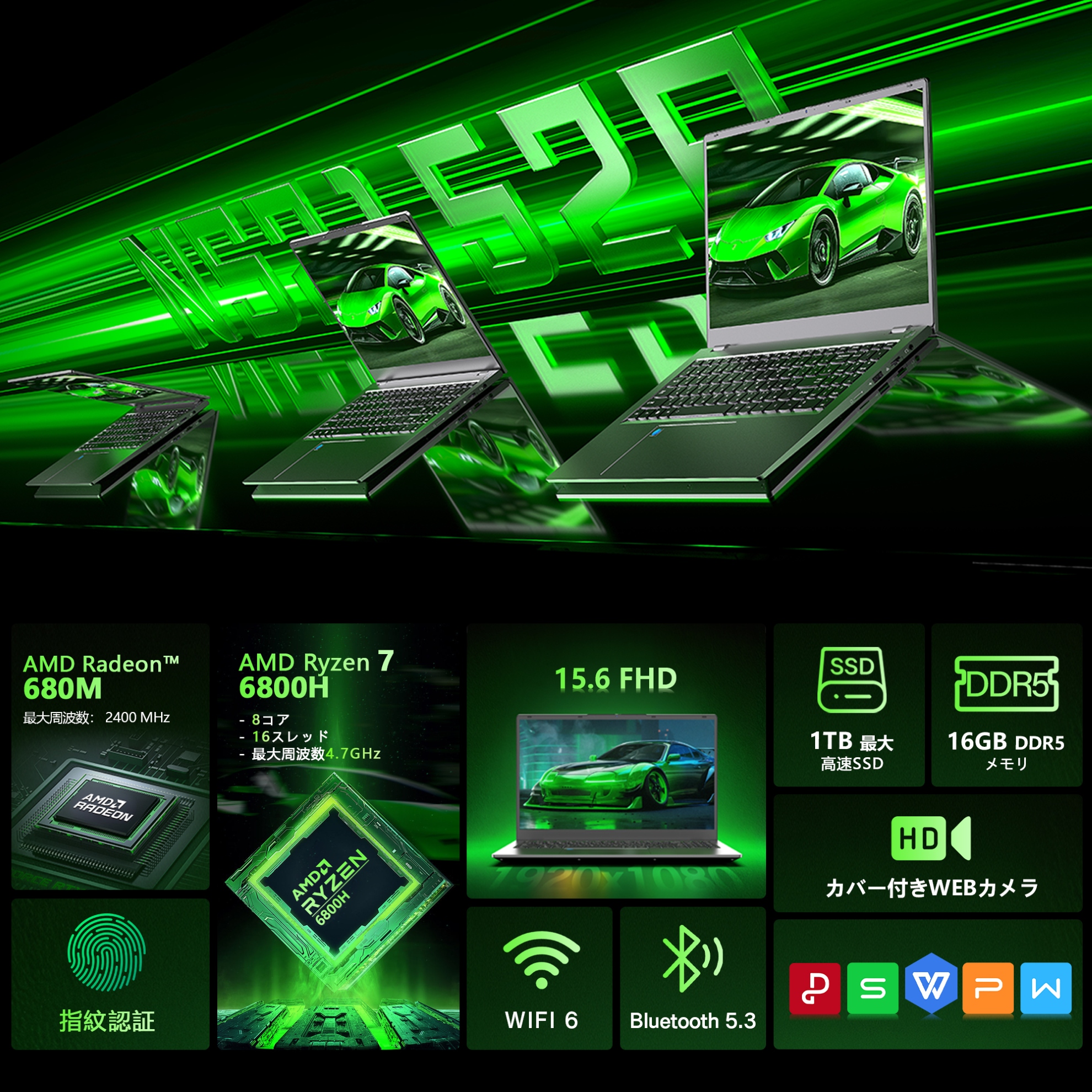 VETESA 新品 ゲーミング ノートパソコン AMD Ryzen 7 pro 15.6インチ