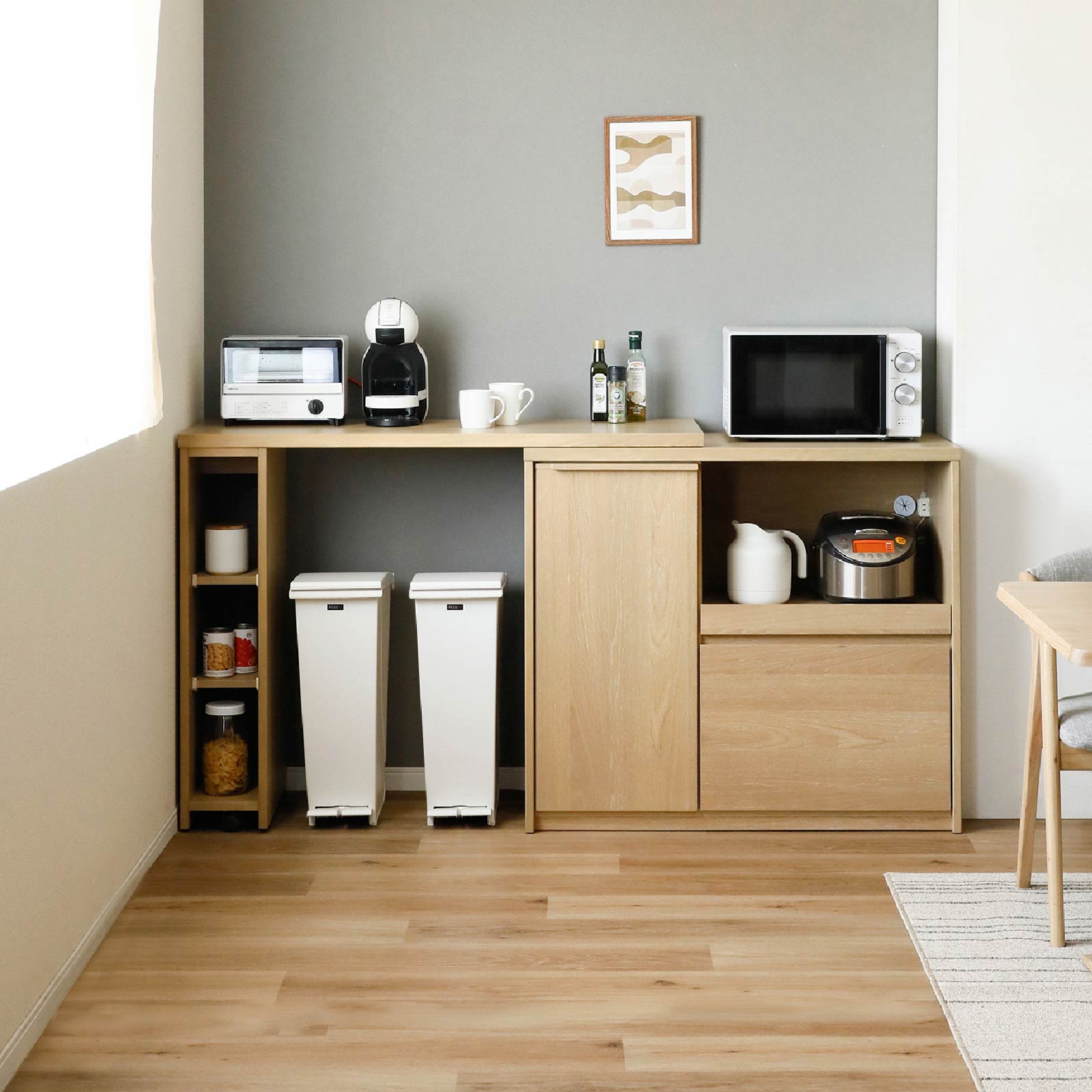 シギヤマ家具工業 キッチンカウンター 収納 間仕切り 背面化粧 目隠し